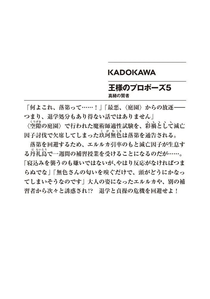 王様のプロポーズ５ 真赭の賢者」橘公司 [ファンタジア文庫] - KADOKAWA