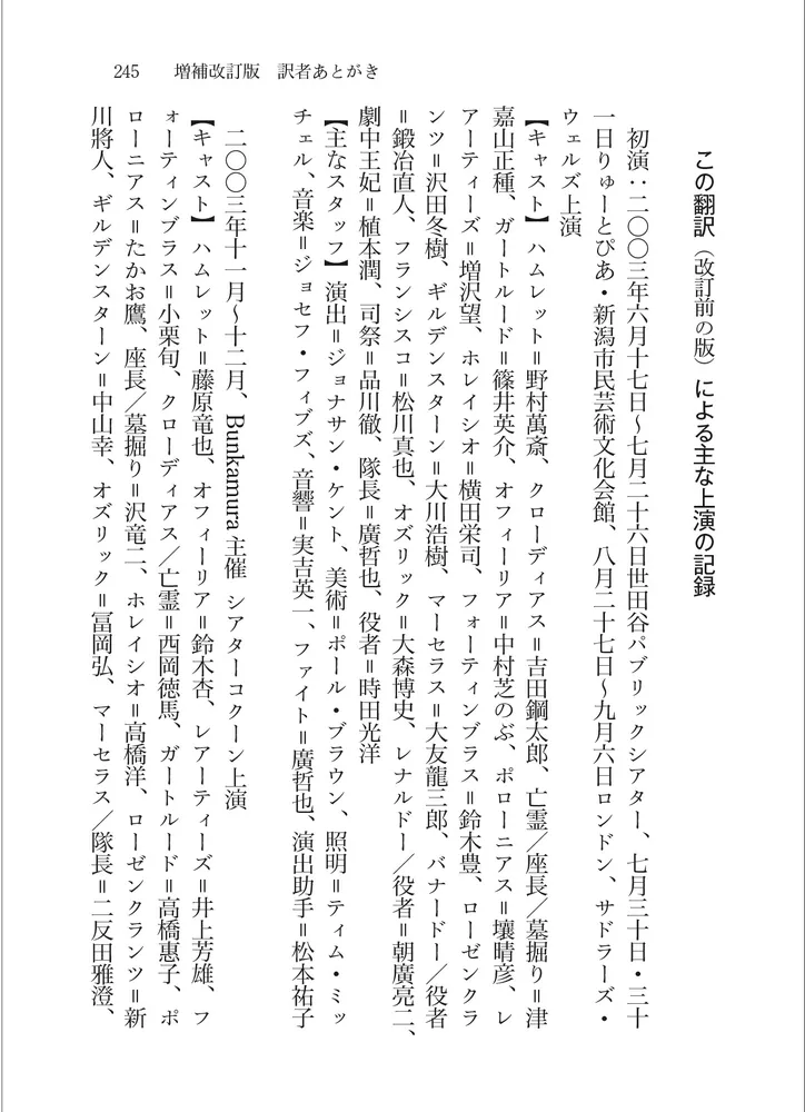 新訳 ハムレット 増補改訂版」シェイクスピア [角川文庫（海外