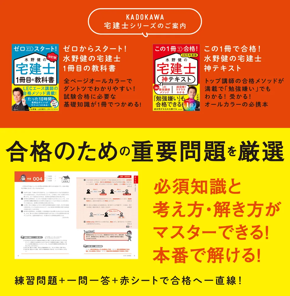 この1冊で合格！ 水野健の宅建士 神問題集 2025年度版」水野健 [ビジネス書] - KADOKAWA