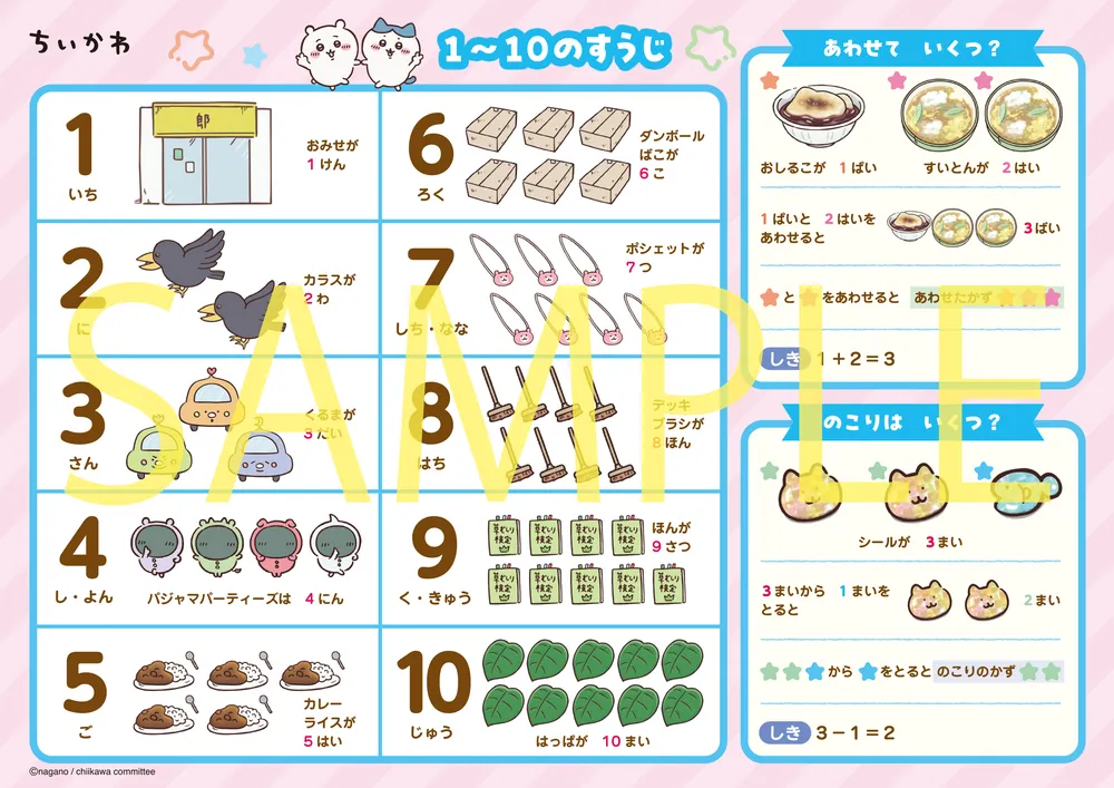 ちいかわ おふろでたのしく おけいこポスター もじ＆かず＆とけい