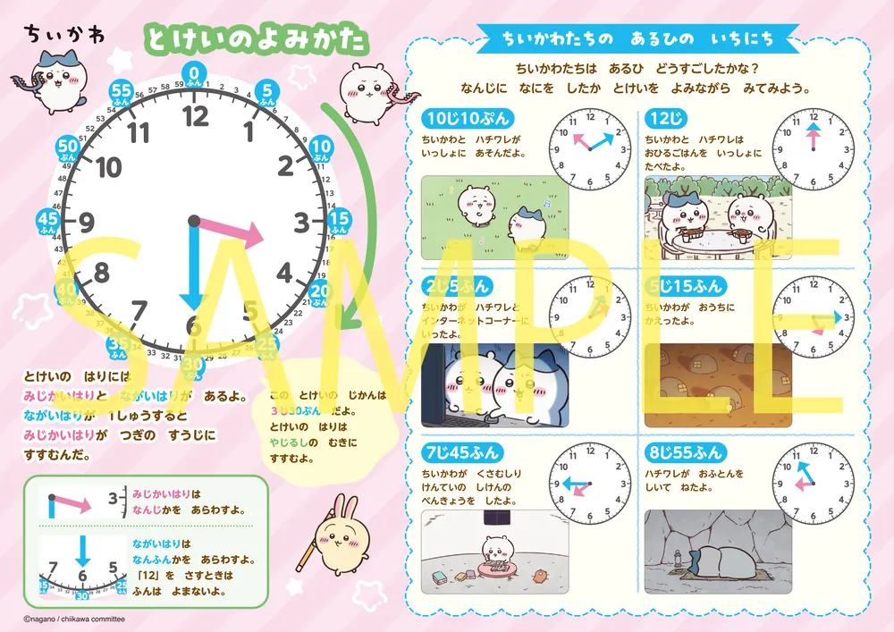 駒都えーじ熱筆　しっとりこども肌お風呂ポスター　KADOKAWA ちいかわ おふろでたのしく おけいこポスター もじ＆かず＆とけい
