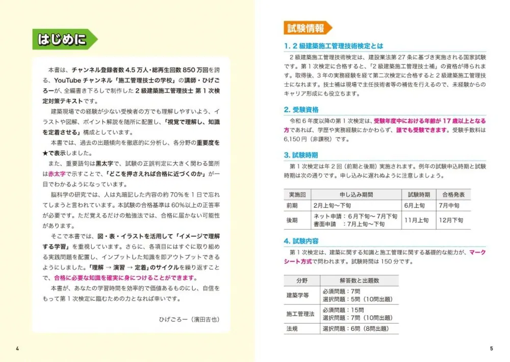 この1冊で合格！ 建築系YouTuberひげごろーの2級建築施工管理技士