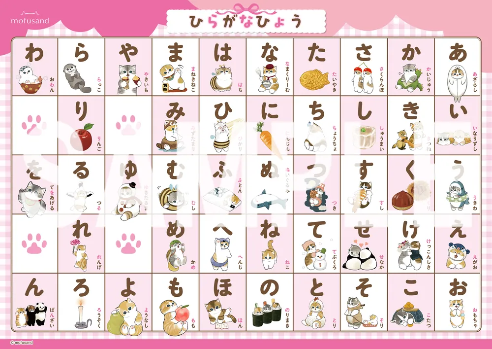 駒都えーじ熱筆　しっとりこども肌お風呂ポスター　KADOKAWA mofusand おふろでたのしく おけいこポスター もじ＆さんすう」ぢゅの
