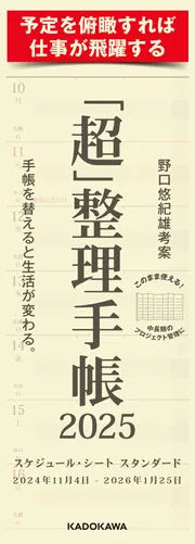 超」整理手帳 スケジュール・シート スタンダード2025」野口悠紀雄